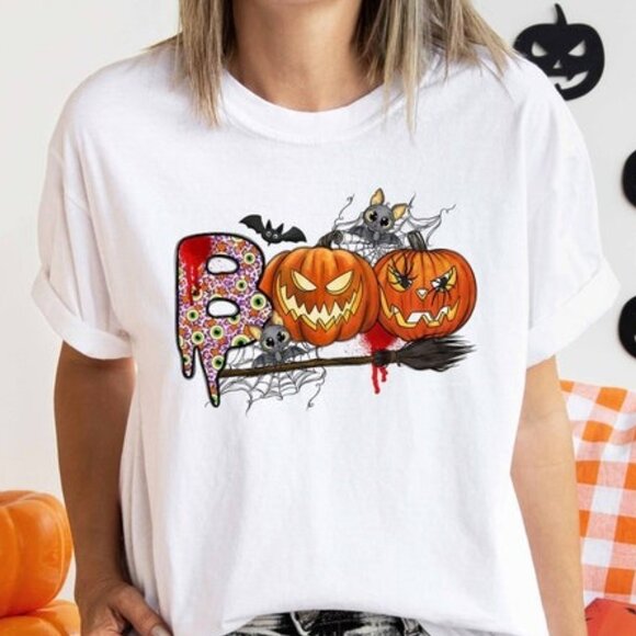Tops - Boo Halloween Shirt, Halloween Gifts, Ghost Shirt
